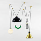 Geometrisk lysekrone, modulære glasskærme, E14-fatning, guld eller sort