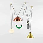 Geometrisk lysekrone, modulære glasskærme, E14-fatning, guld eller sort