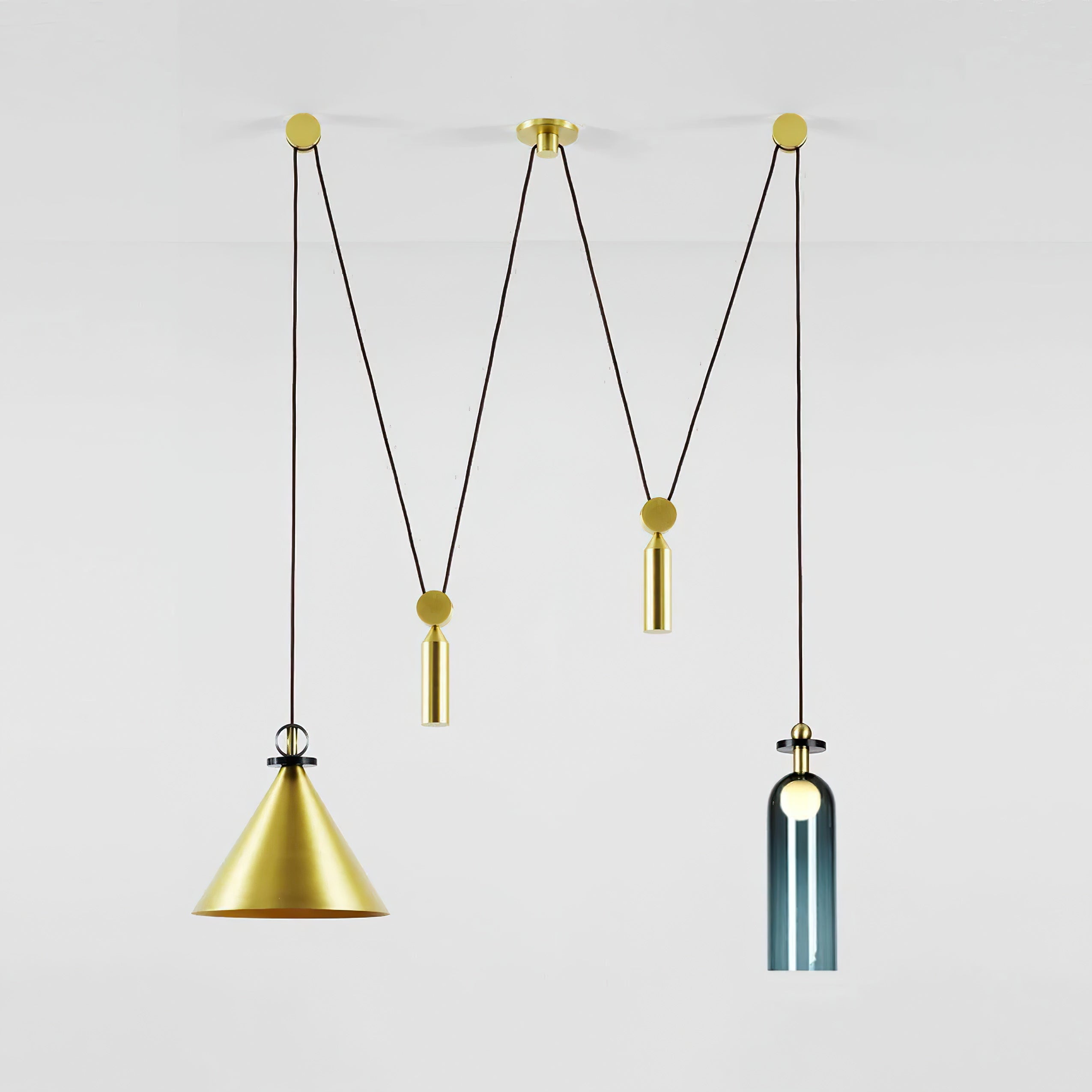 Geometrisk lysekrone, modulære glasskærme, E14-fatning, guld eller sort