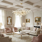 Horizon Bloom Gingko lysekrone, loftslampe med porcelænsblade, 7 størrelser
