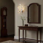 Gold ginkgo leaf wall lamp with white ceramic leaves
