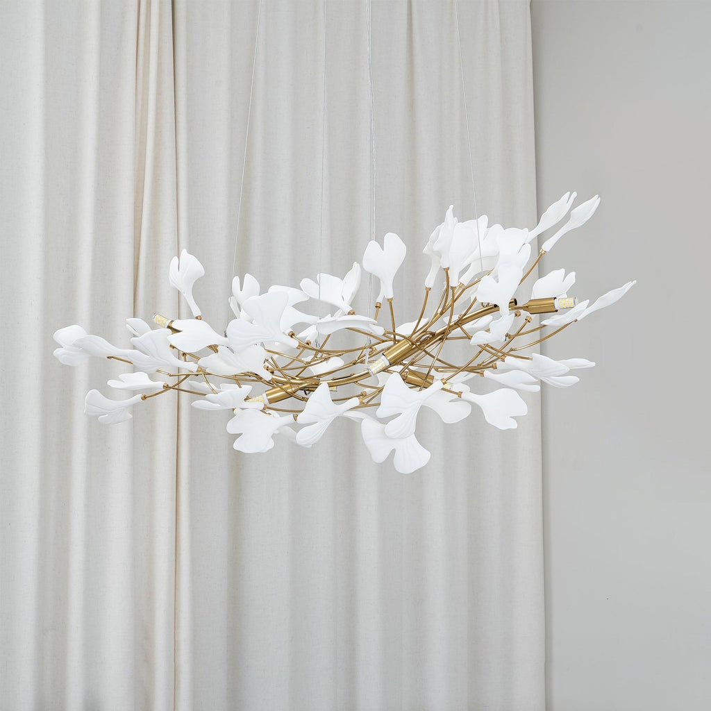 Horizon Bloom Gingko lysekrone, loftslampe med porcelænsblade, 7 størrelser