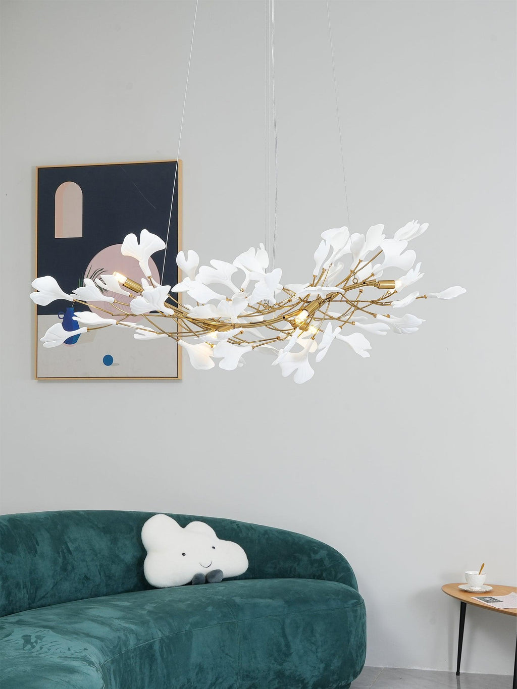 Horizon Bloom Gingko lysekrone, loftslampe med porcelænsblade, 7 størrelser