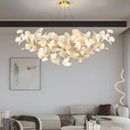 Horizon Bloom Gingko lysekrone, loftslampe med porcelænsblade, 7 størrelser