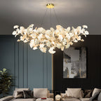 Horizon Bloom Gingko lysekrone, loftslampe med porcelænsblade, 7 størrelser