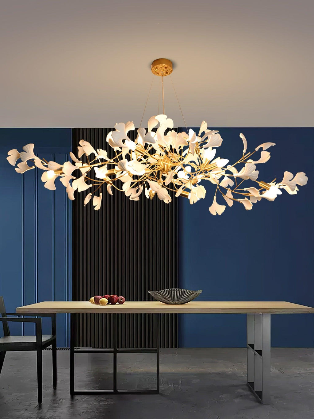 Horizon Bloom Gingko lysekrone, loftslampe med porcelænsblade, 7 størrelser