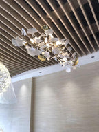 Horizon Bloom Gingko lysekrone, loftslampe med porcelænsblade, 7 størrelser