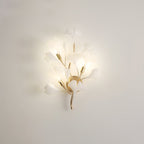 Væglampe, hvide keramiske ginkgo-blade, G9, guld- eller nikkelfinish