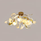Ginkgo leaf ceiling fixture casting soft organic shadows