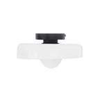 A flattened white flush-mount light with an oval shade, a different design from this Clérachic ceiling light.