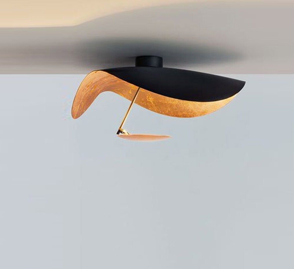 Loftlampe, buet skærm i stål, integreret LED, dæmpbar