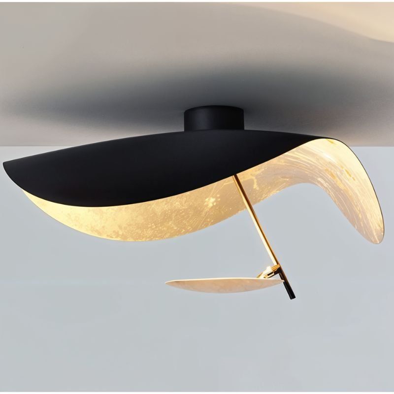 Loftlampe, buet skærm i stål, integreret LED, dæmpbar
