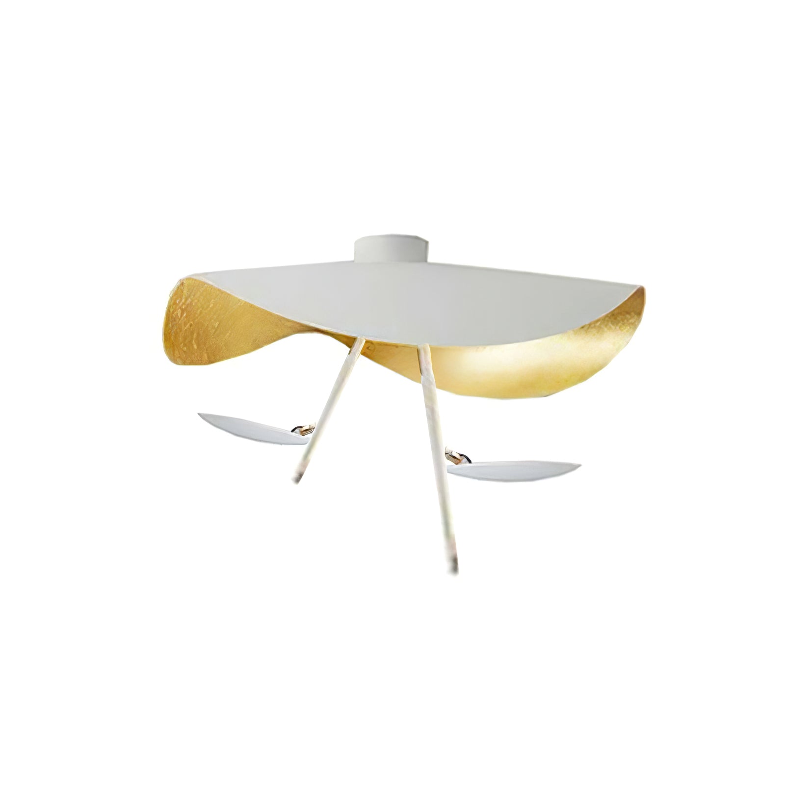 Curved steel disc light mounted close to the ceiling