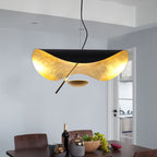 Disc pendant light shown from below with even LED light