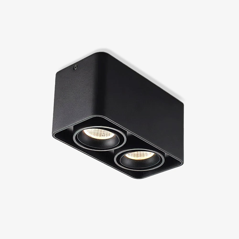 This black two-light Clérachic spotlight is shown unlit from a different angle against a plain background.