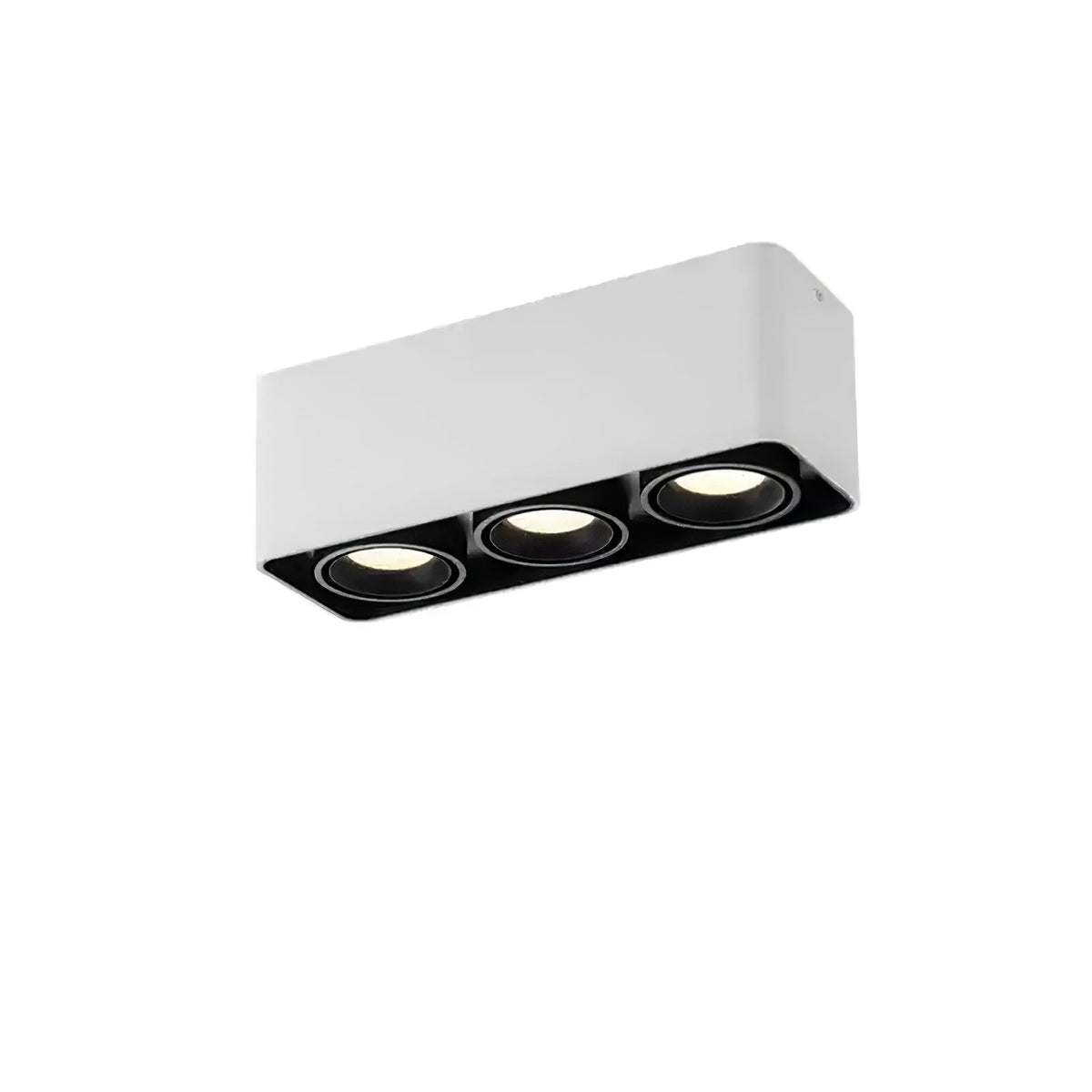 This white three-light Clérachic spotlight is shown unlit from a different angle on a plain white background.