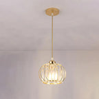 Luminária Pendente de Esfera de Vidro, Gaiola Geométrica de Arame, 12 Polegadas