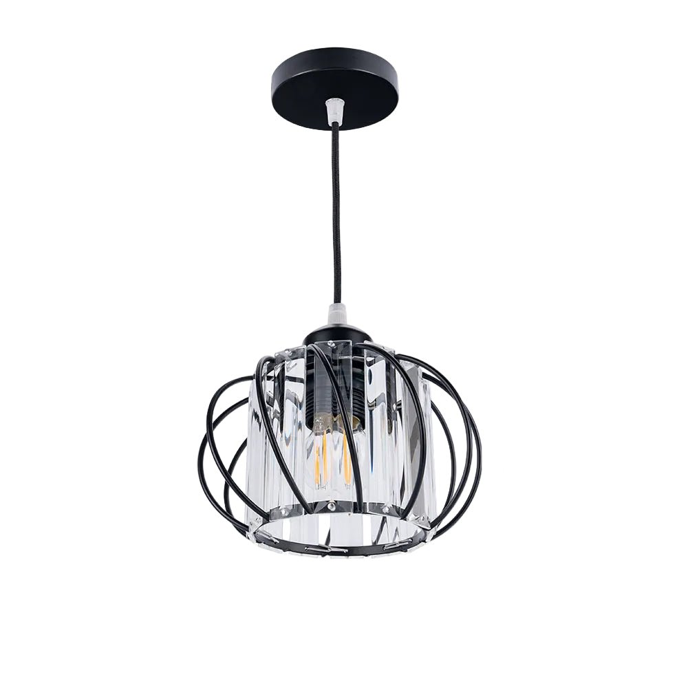 Luminária Pendente de Esfera de Vidro, Gaiola Geométrica de Arame, 12 Polegadas