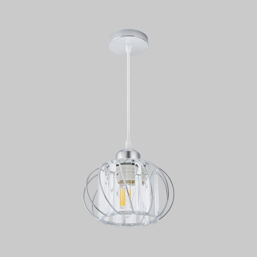 Luminária Pendente de Esfera de Vidro, Gaiola Geométrica de Arame, 12 Polegadas