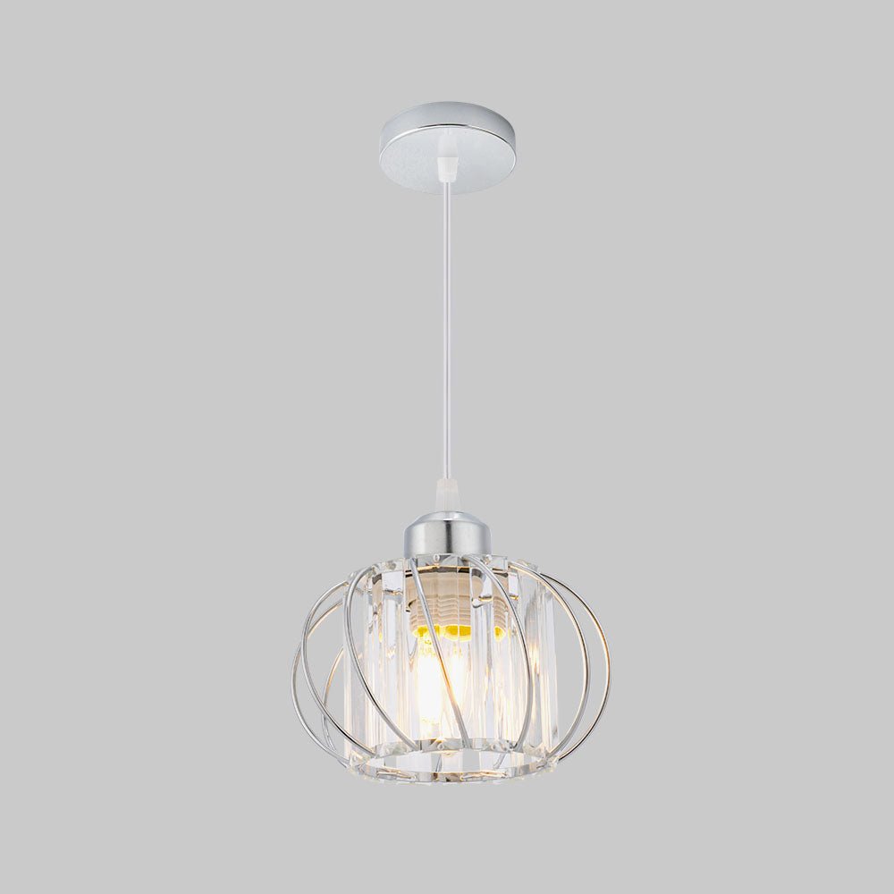 Luminária Pendente de Esfera de Vidro, Gaiola Geométrica de Arame, 12 Polegadas