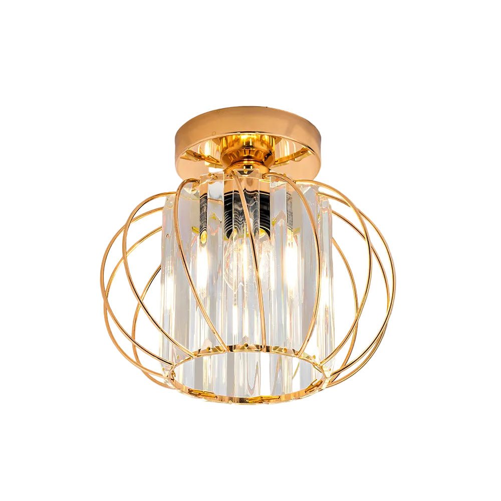 Luminária Pendente de Esfera de Vidro, Gaiola Geométrica de Arame, 12 Polegadas