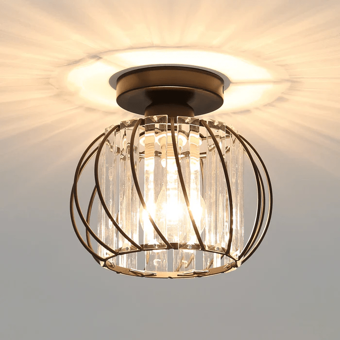 Luminária Pendente de Esfera de Vidro, Gaiola Geométrica de Arame, 12 Polegadas