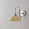 Luz de Parede com Acabamento Creme, Braço Curvo, Abajur de Vidro, 12 x 8 Polegadas