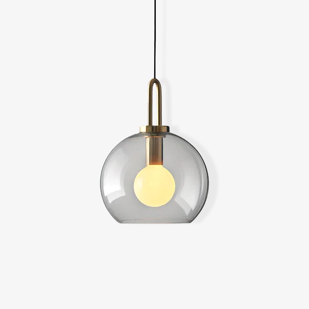 Glass pendant light cluster with copper-plated bodies and warm glow