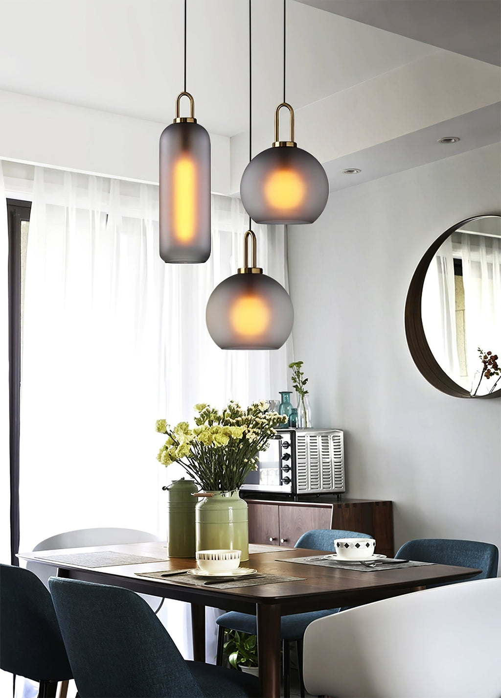 Pendant Light, Copper-Plated Glass Shade, E26/E27, Hardwired