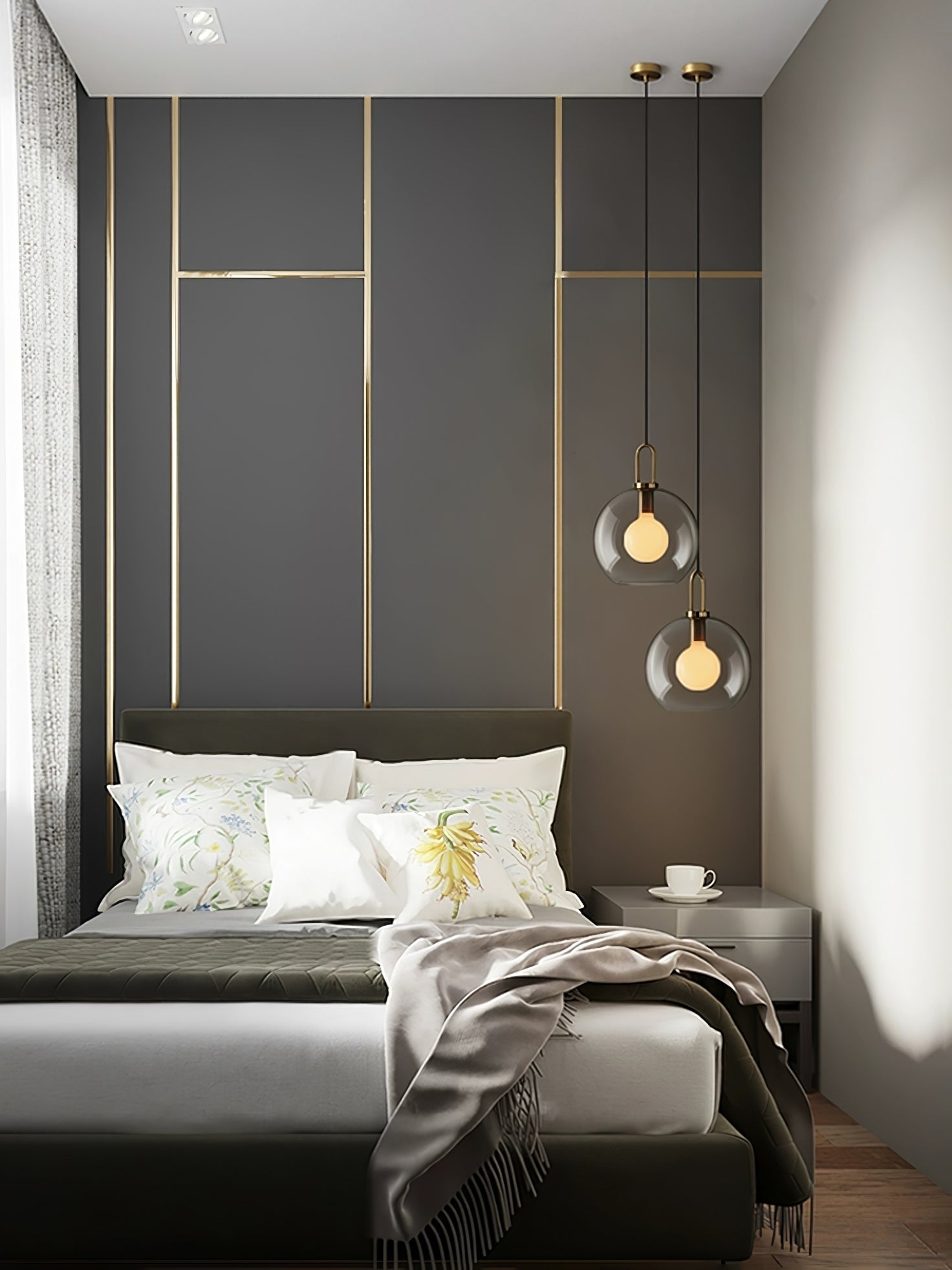 Pendant Light, Copper-Plated Glass Shade, E26/E27, Hardwired