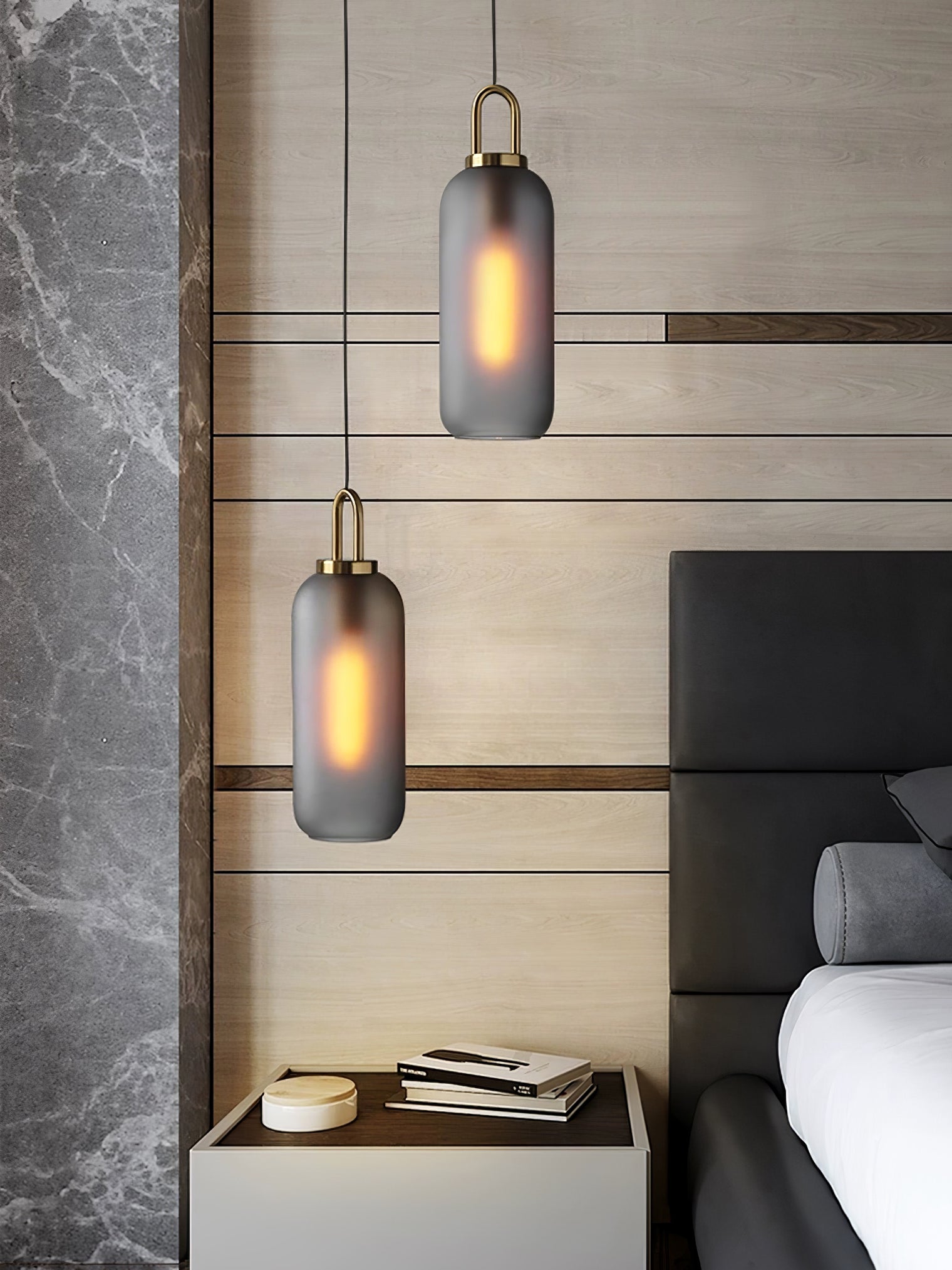 Pendant Light, Copper-Plated Glass Shade, E26/E27, Hardwired