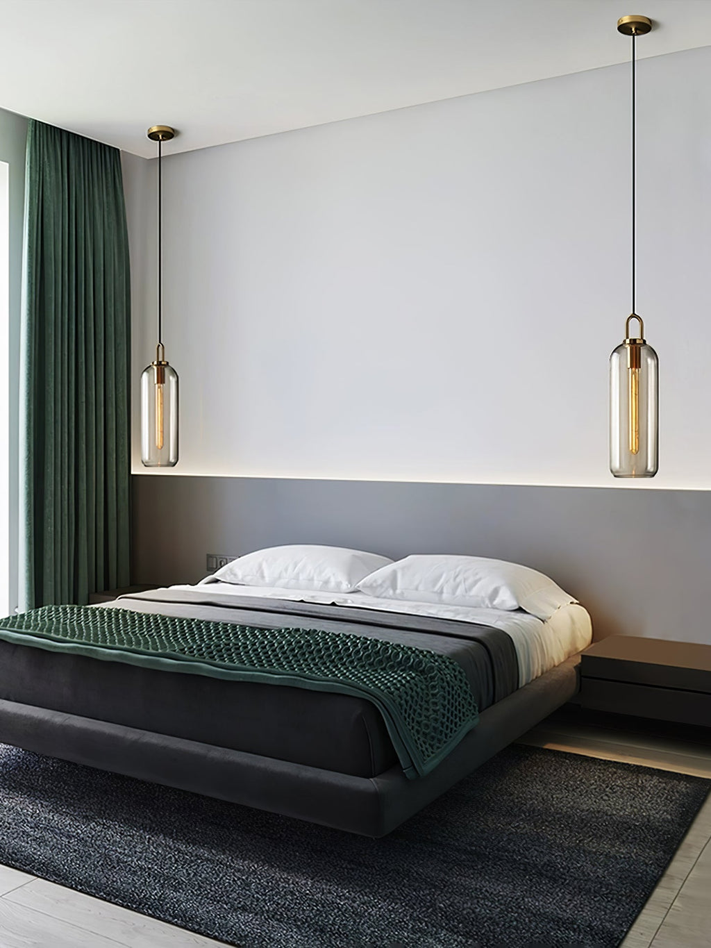 Pendant Light, Copper-Plated Glass Shade, E26/E27, Hardwired