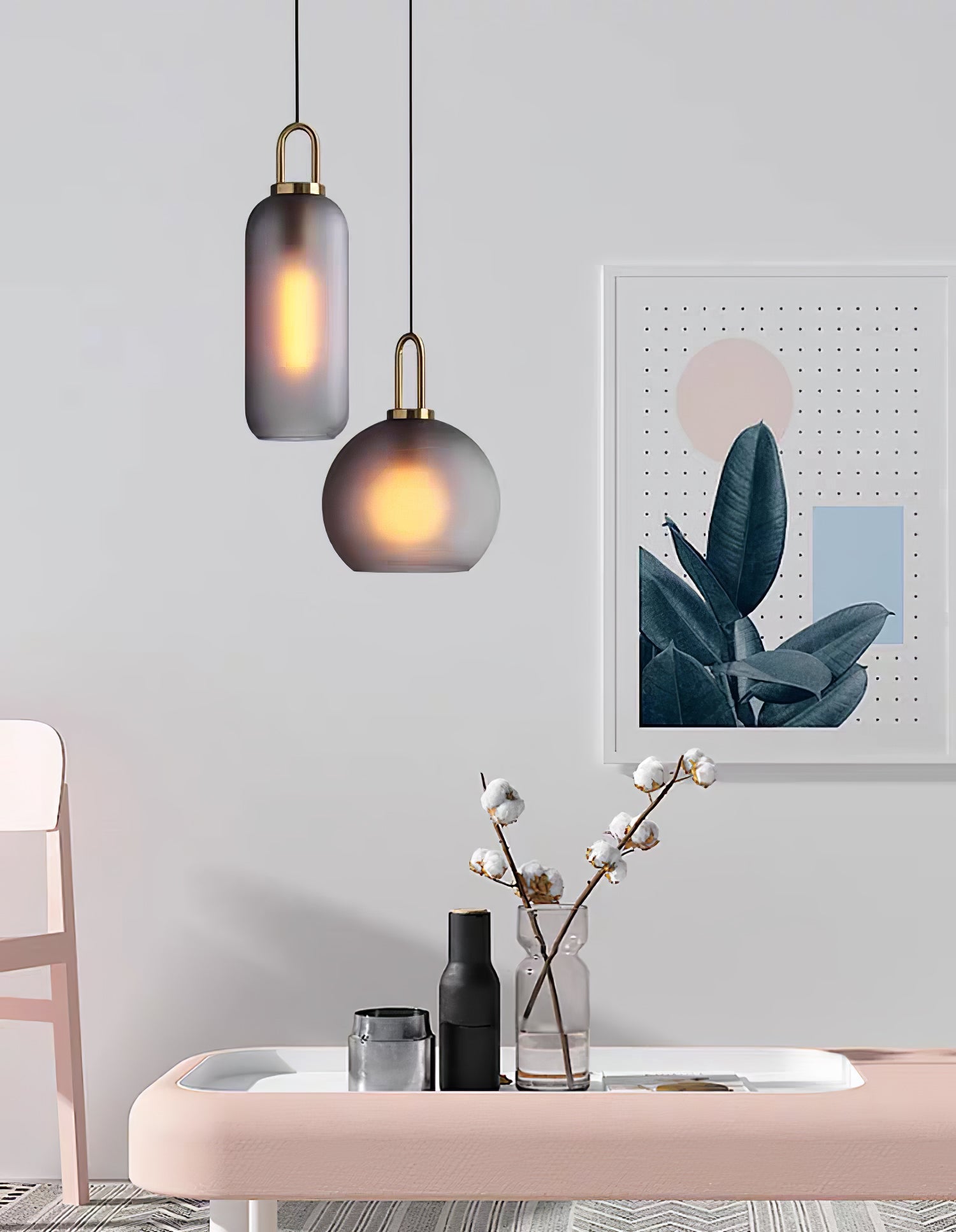 Pendant Light, Copper-Plated Glass Shade, E26/E27, Hardwired