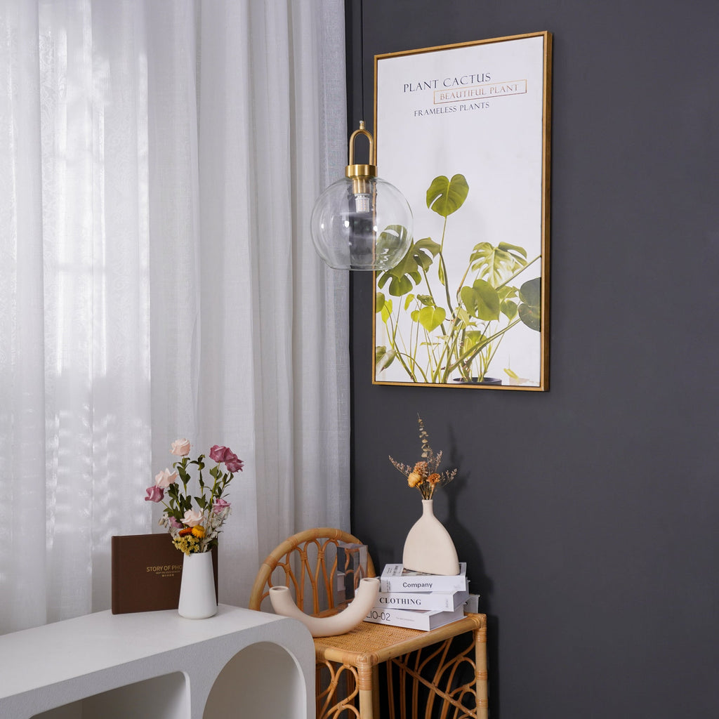 Pendant Light, Copper-Plated Glass Shade, E26/E27, Hardwired