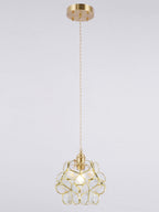 White glass petal pendant light with brass suspension fitting