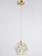 Pink glass petal pendant light with warm brass fitting