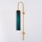 Glass wall sconce with sky blue glass shade