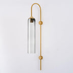 Glass wall sconce with clear glass cylinder shade
