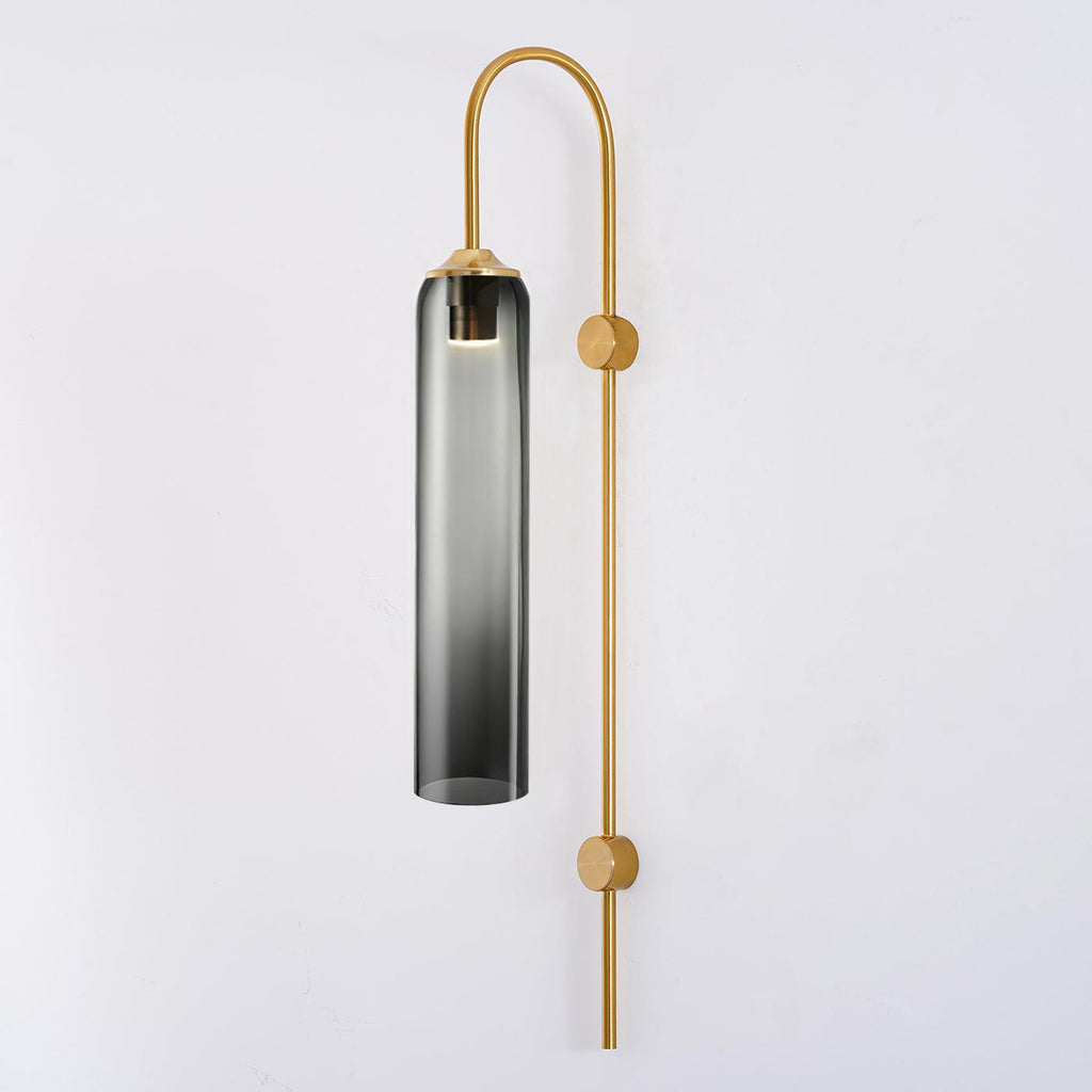 Glass wall sconce with smoke grey glass shade