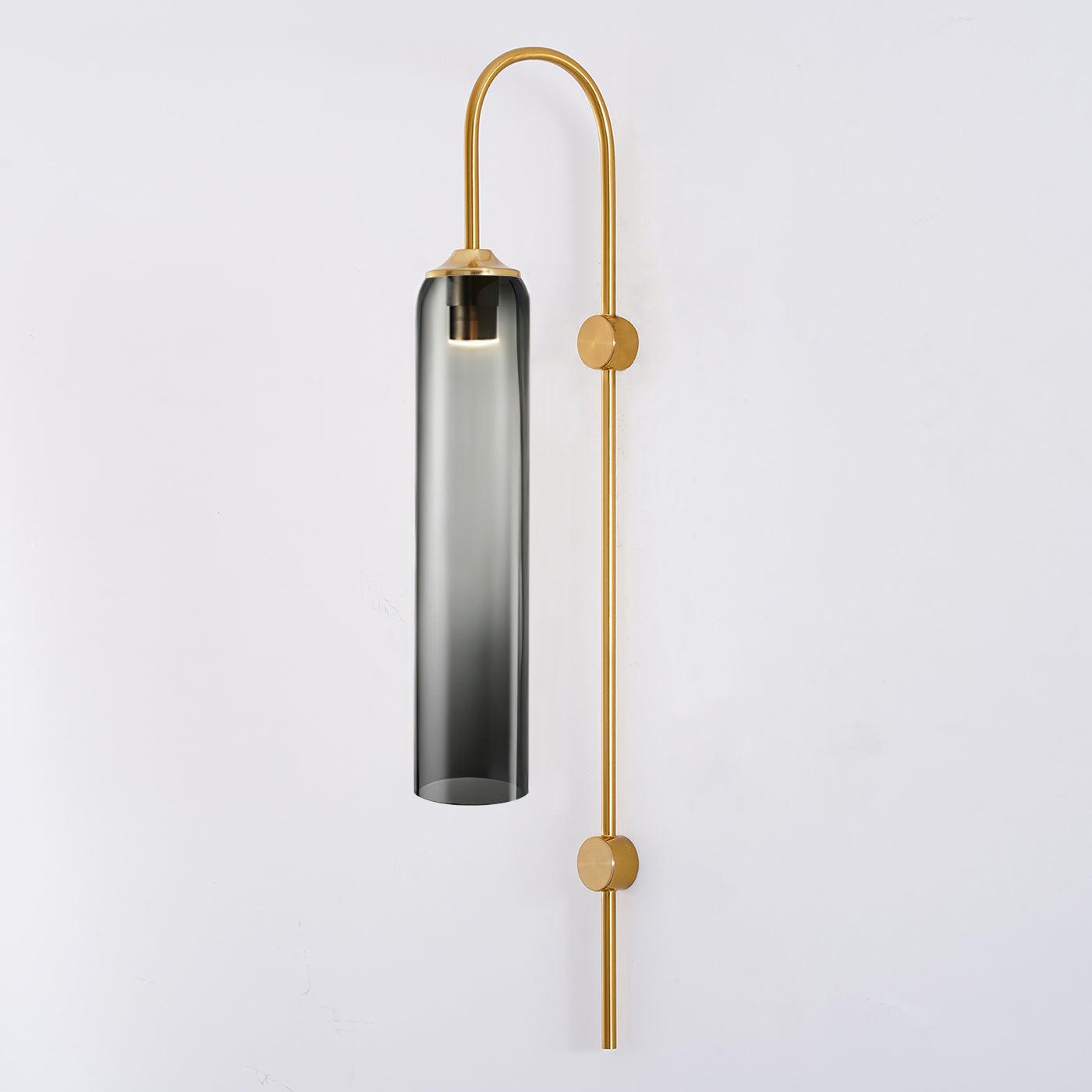 Glass wall sconce with smoke grey glass shade