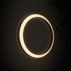 Outdoor Wall Light, Circular Moon Design In Stainless Steel