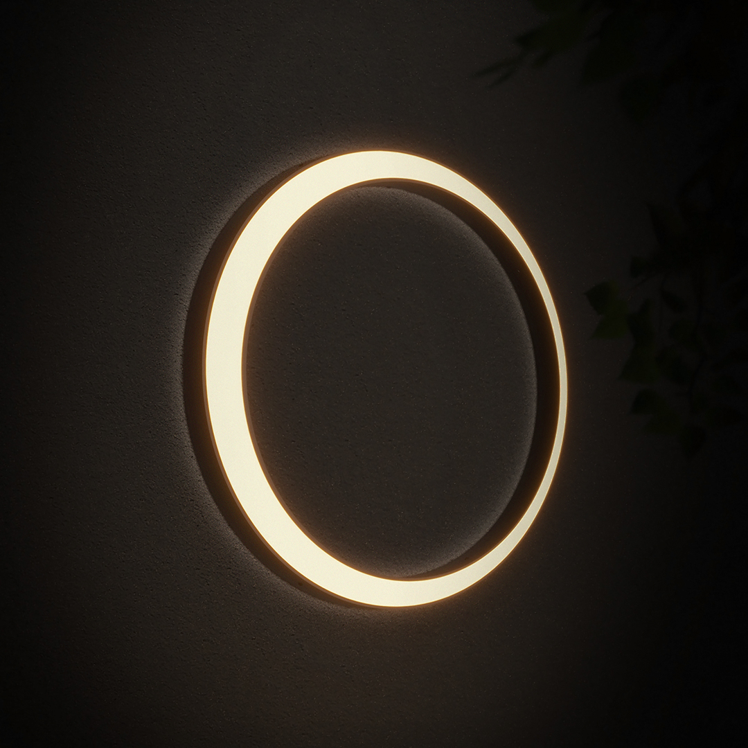 Outdoor Wall Light, Circular Moon Design In Stainless Steel
