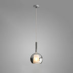 Blown glass globe pendant light with slim metal fittings