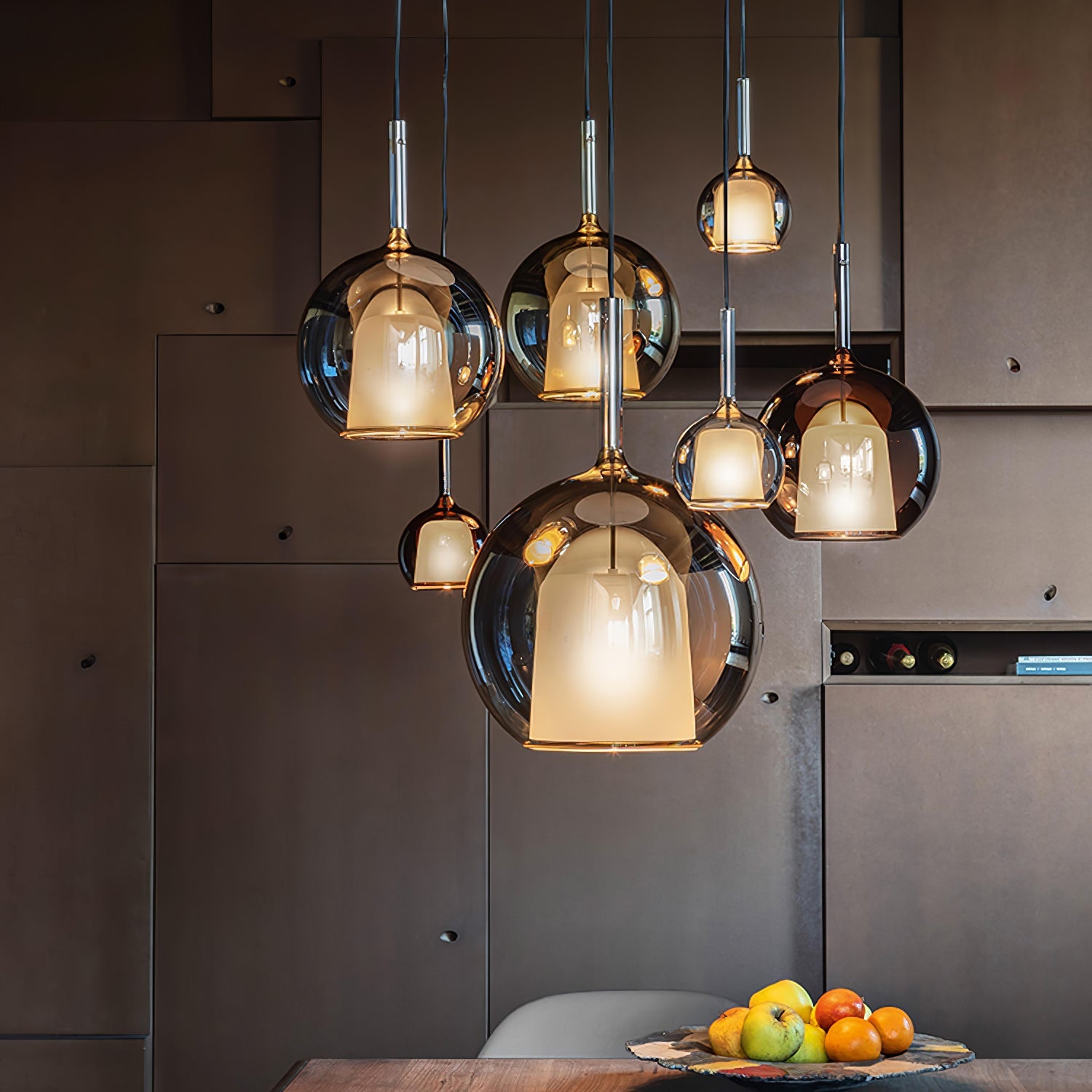 Glo Pendellampe, Tonet Blæst Glasglobus, G4 LED, Dæmpbar