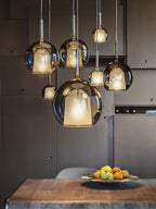 Glo Pendellampe, Tonet Blæst Glasglobus, G4 LED, Dæmpbar