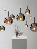 Glo Pendellampe, Tonet Blæst Glasglobus, G4 LED, Dæmpbar