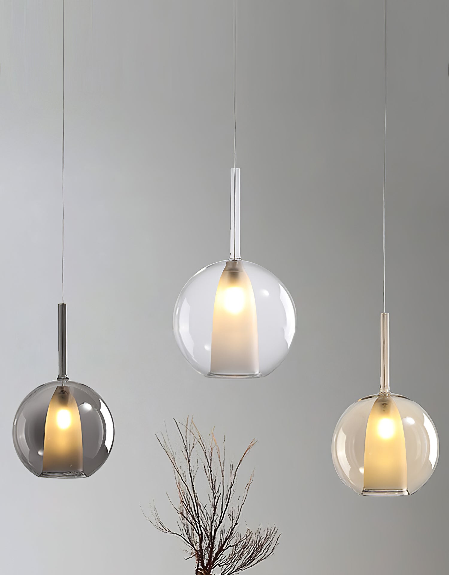 Glo Pendellampe, Tonet Blæst Glasglobus, G4 LED, Dæmpbar