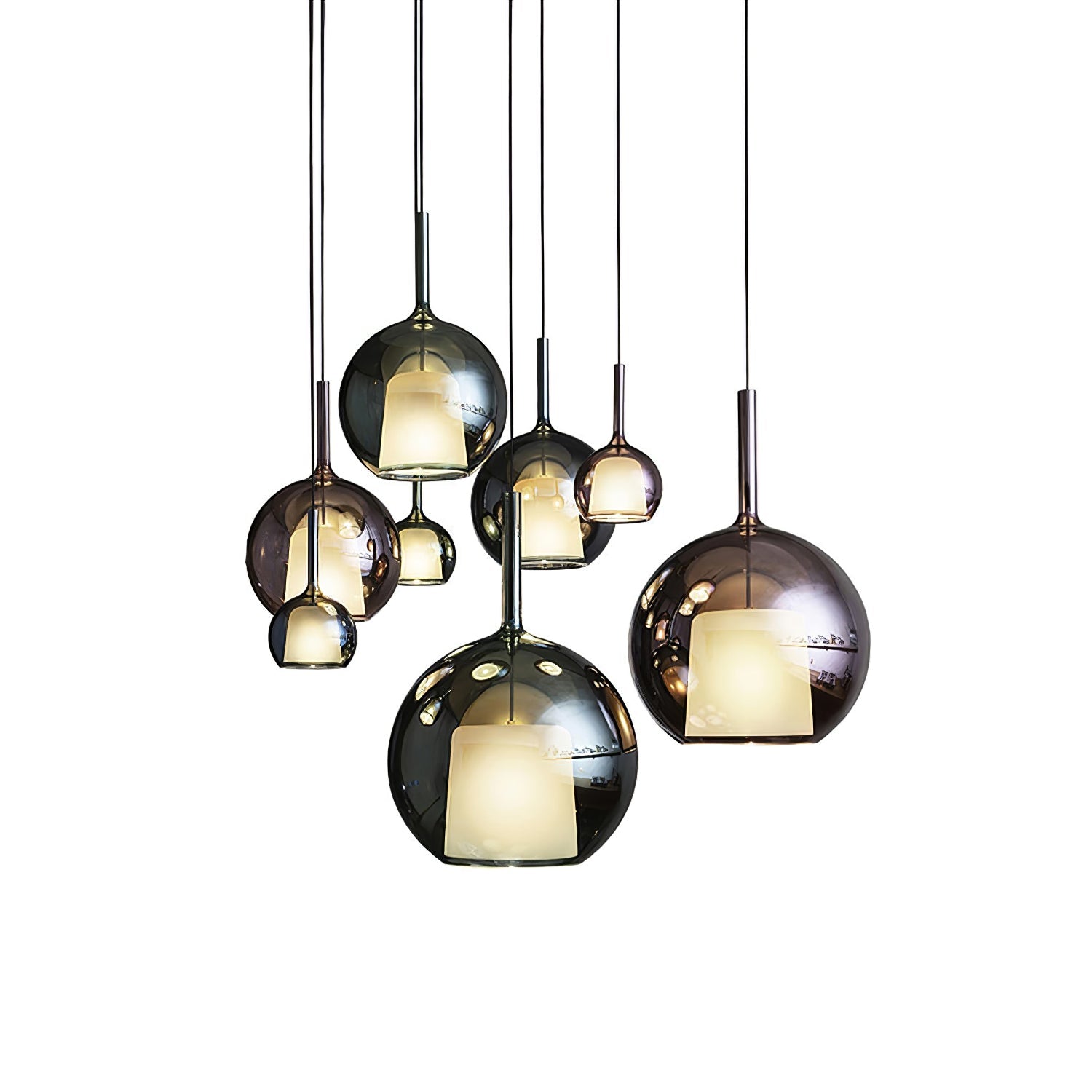Glo Pendellampe, Tonet Blæst Glasglobus, G4 LED, Dæmpbar