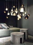 Glo Pendellampe, Tonet Blæst Glasglobus, G4 LED, Dæmpbar