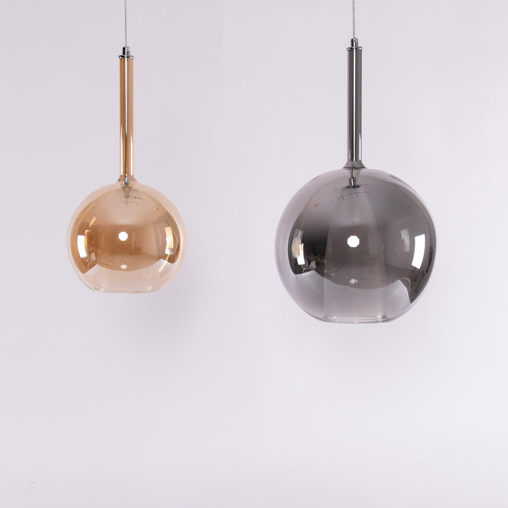 Glo Pendellampe, Tonet Blæst Glasglobus, G4 LED, Dæmpbar